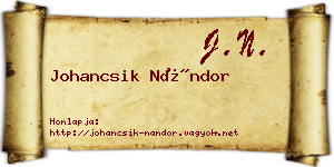 Johancsik Nándor névjegykártya